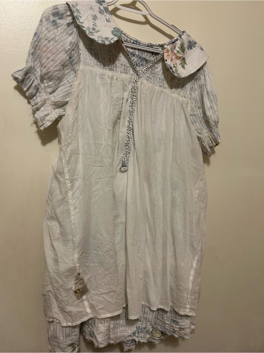 NWOT Anthropologie Pilcro White Floral Babydoll Mini Dress Peter Collar Sz M - Picture 8 of 11